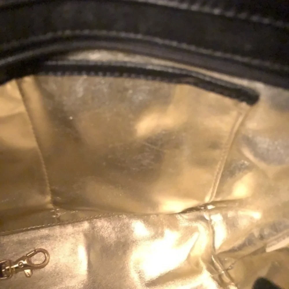 Michael kors black leather zippered tote bag